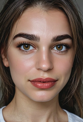 with a cute face, aesthetic, poor light reflection, dim, intense look