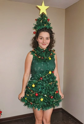 dressed as a christmas tree