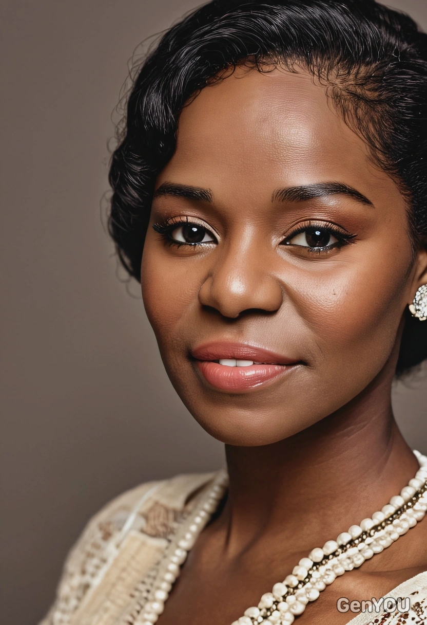 Vintage Makeup, 30s, professional shot, black skin