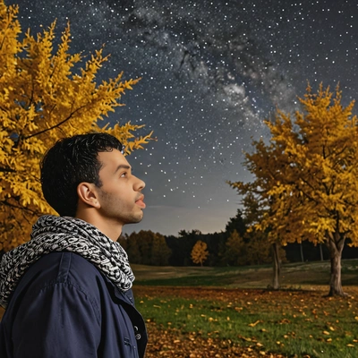 gazing at the stars during a chilly autumn night
