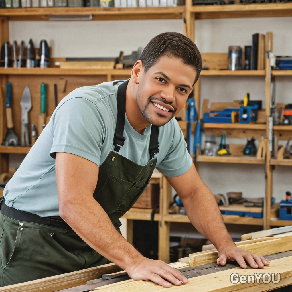 Carpenter, in a woodworking shop