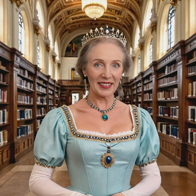 A queen in a massive library