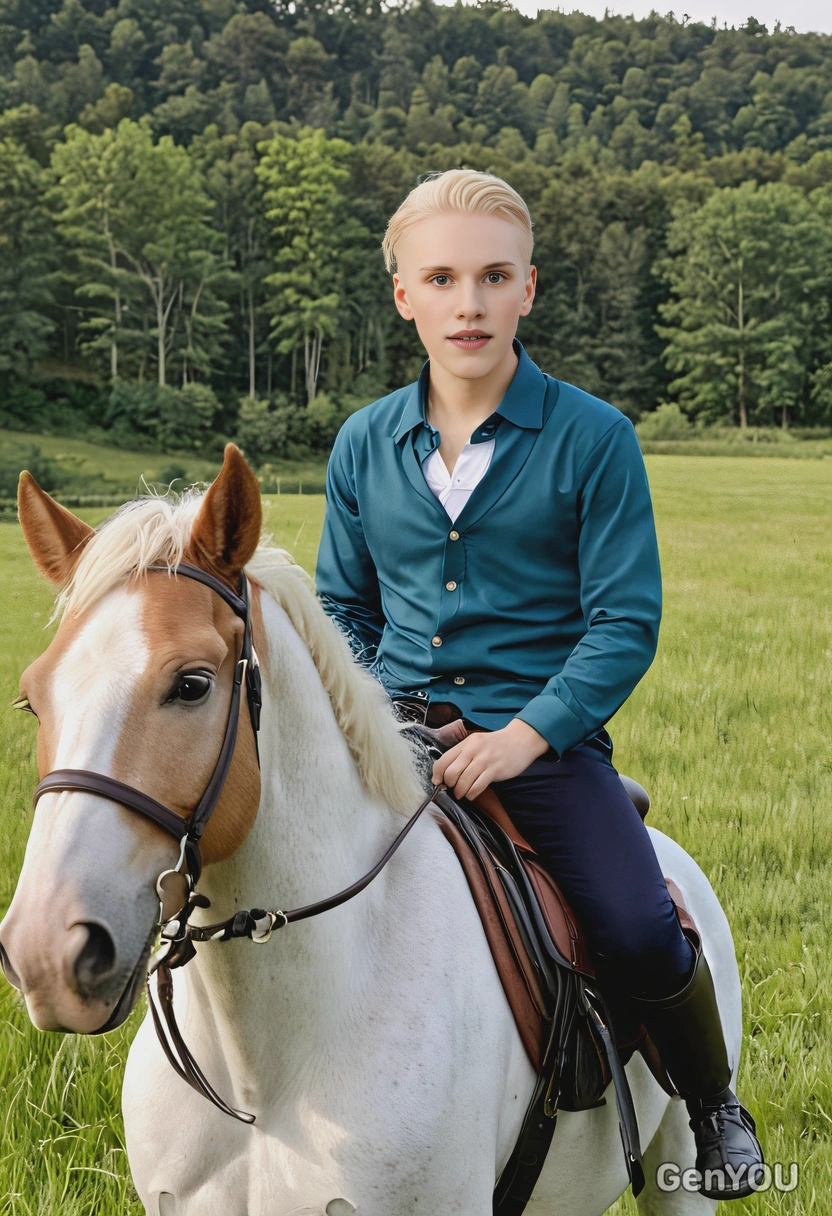 riding a horse in a field