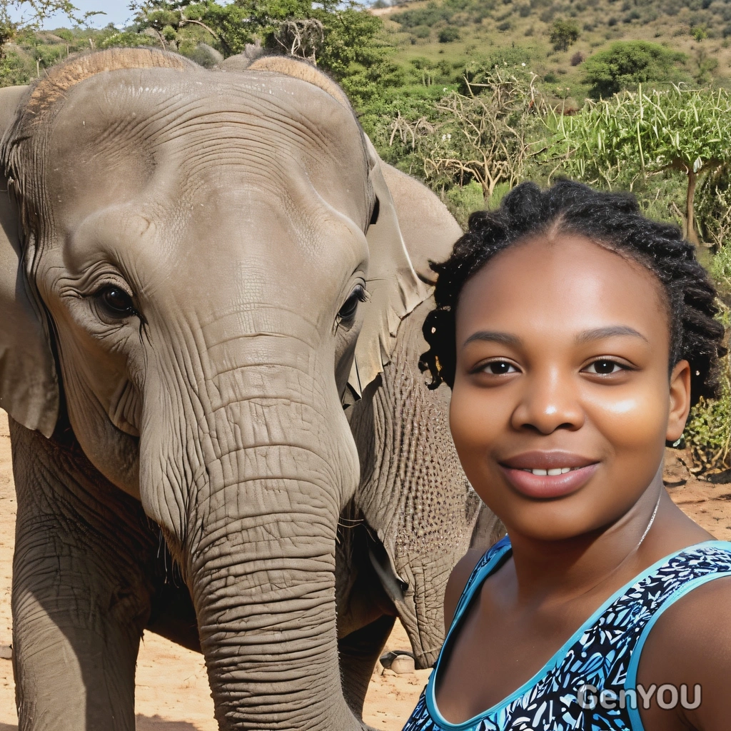 selfie with an elephant in Africa