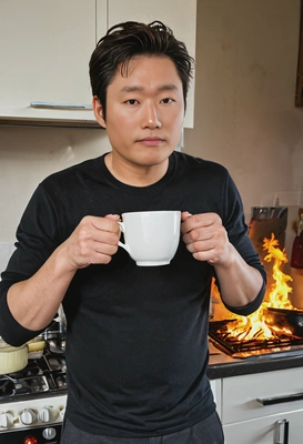 drinking tea in my kitchen while everything around is in flames