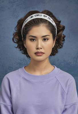 Student in purple sweatshirt with headband, peter hurley photography