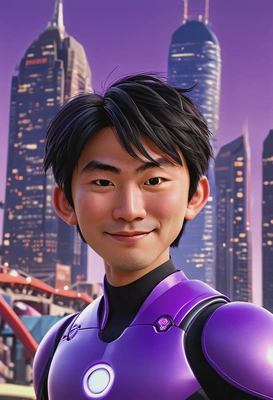 'hiro hamada cartoon style', inspired by peter hurley's techniques