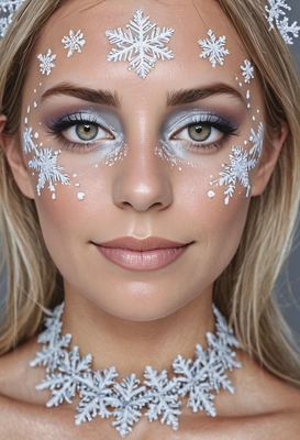 wearing a makeup inspired by snowflakes