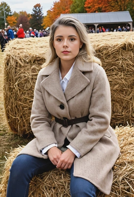 Cool fall festival portrait on hay bale