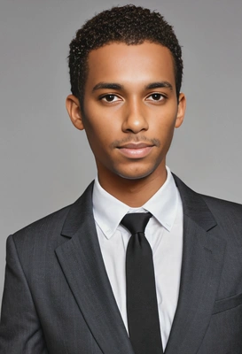  in a professional suit, close-up