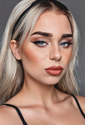 Insta Baddie Makeup - Emphasizes a flawless, contoured look with bold brows, highlighter, and striking lips