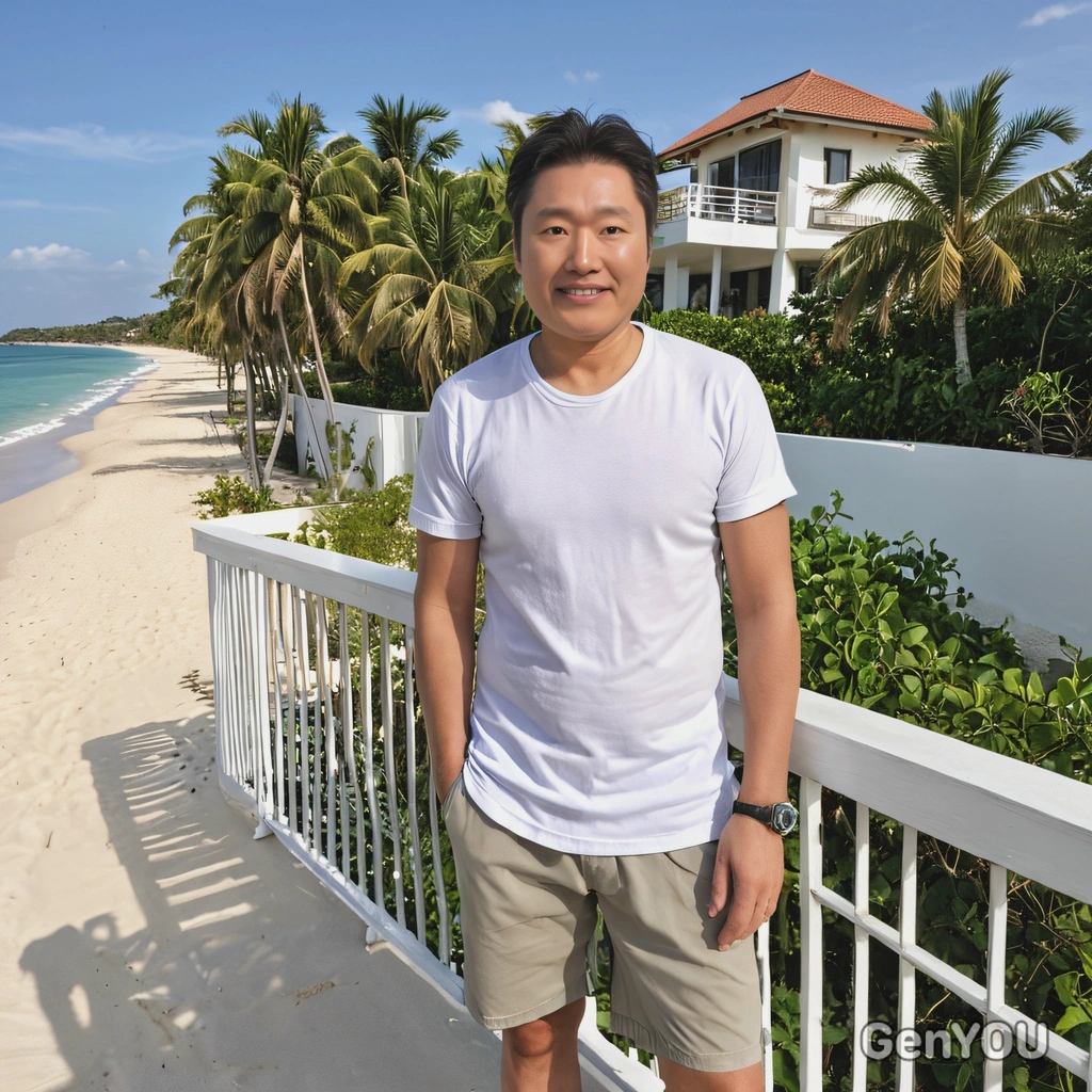 standing on a balcony of a beachside villa