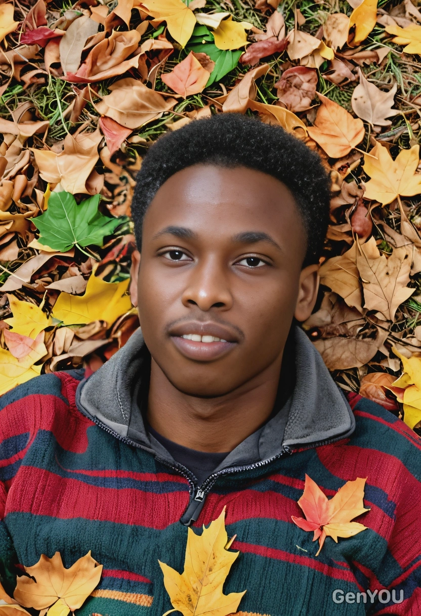  lying in a pile of fall leaves