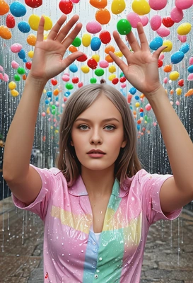 standing under a rain of candy, hands by my sides