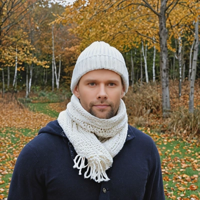 Wearing wool hat scarf chilly day author
