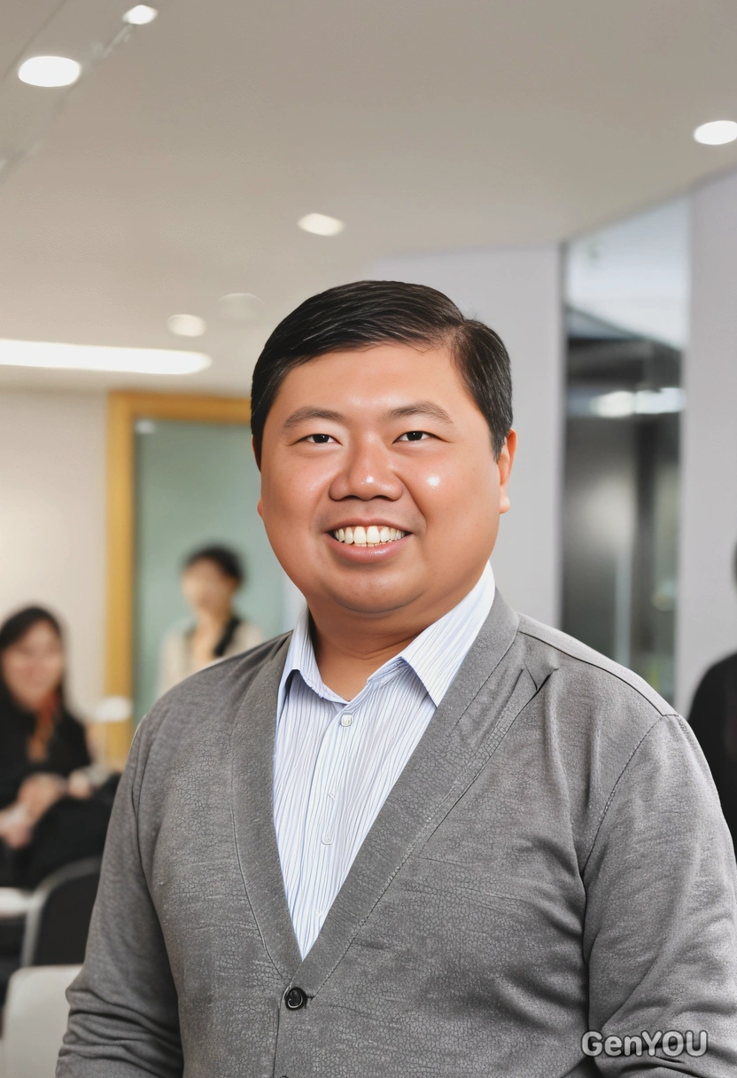 managing public relations speaking to the media casual outfit blurred background