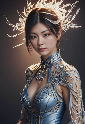 High-fashion Vogue-style fantasy editorial of a powerful magical figure, ethereal beauty, couture fantasy garments, glowing mystical energy, soft magical light, cinematic studio lighting, flawless skin, sharp facial features, enchanted atmosphere, subtle arcane symbols, ultra-realistic, shallow depth of field, shot on 85mm lens, luxury editorial photography