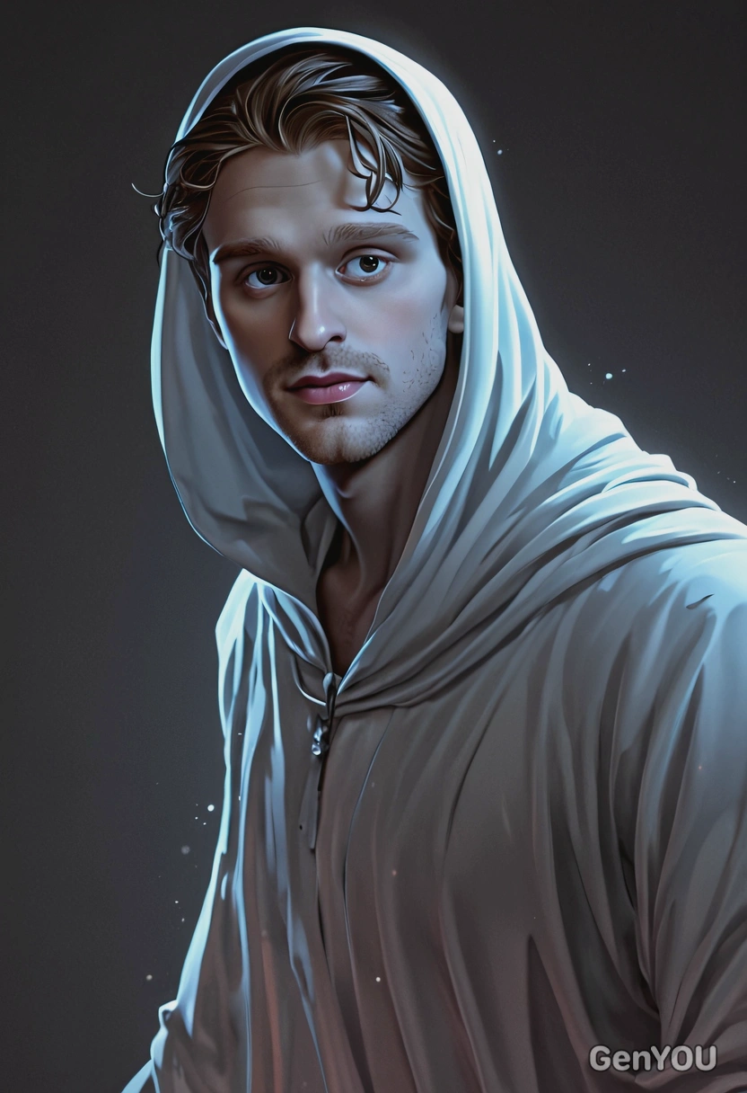 as a ghost, high-quality stylized art, cartoonish style, visible brushstrokes