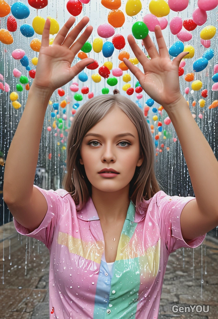 standing under a rain of candy, hands by my sides