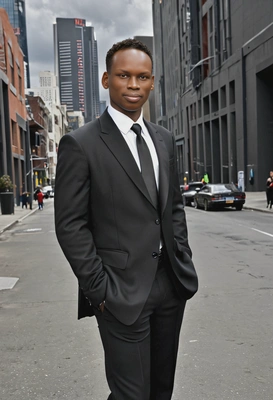 as Will Smith's Agent J in Men in Black, with a clean haircut and a black suit against a futuristic urban backdrop 