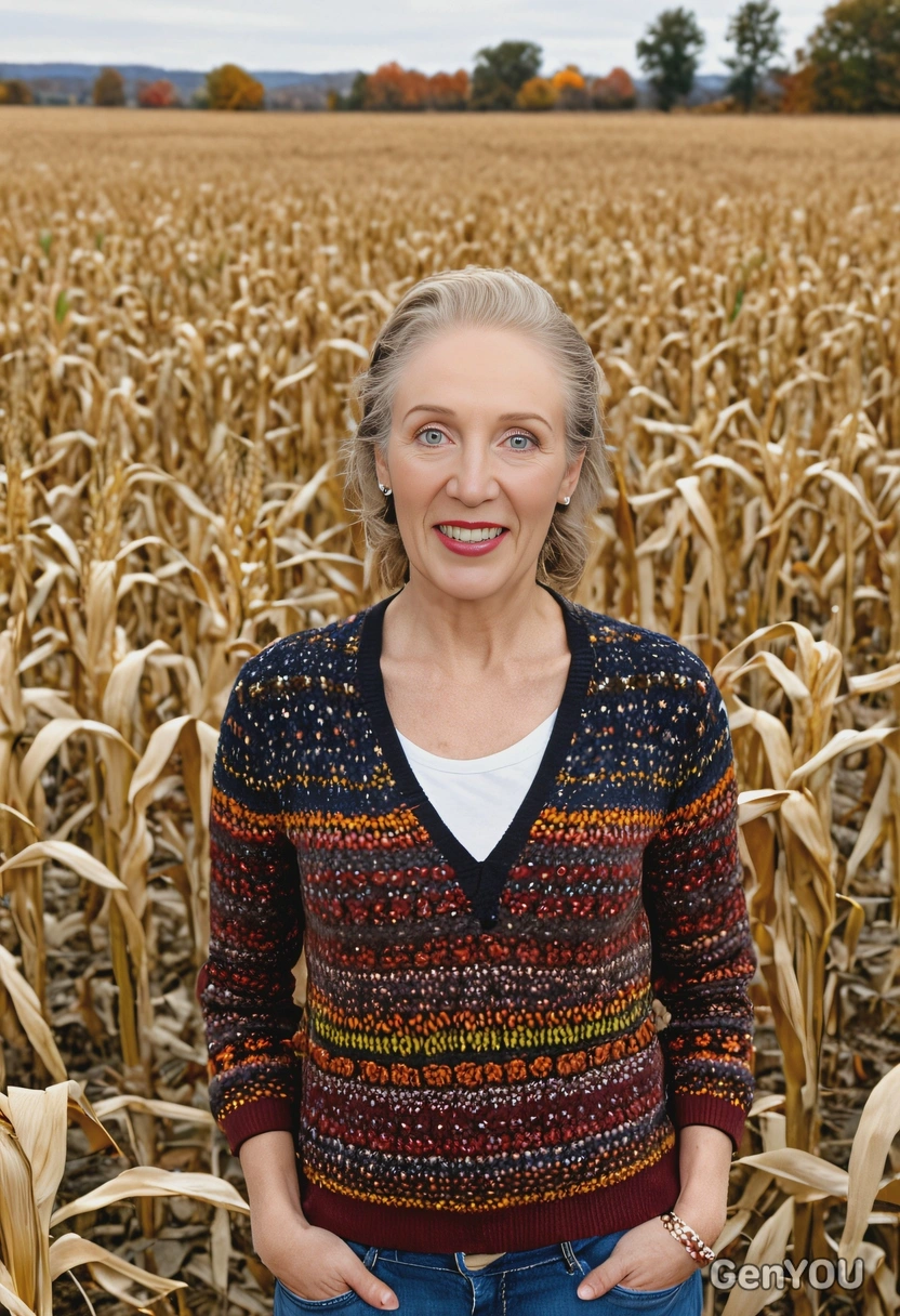 standing in the middle of a cornfield, fall background