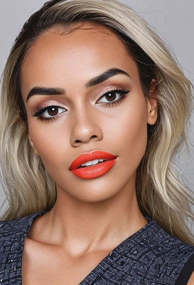 with Insta Baddie Makeup, flawless contoured look, bold brows, highlighter, and striking lips