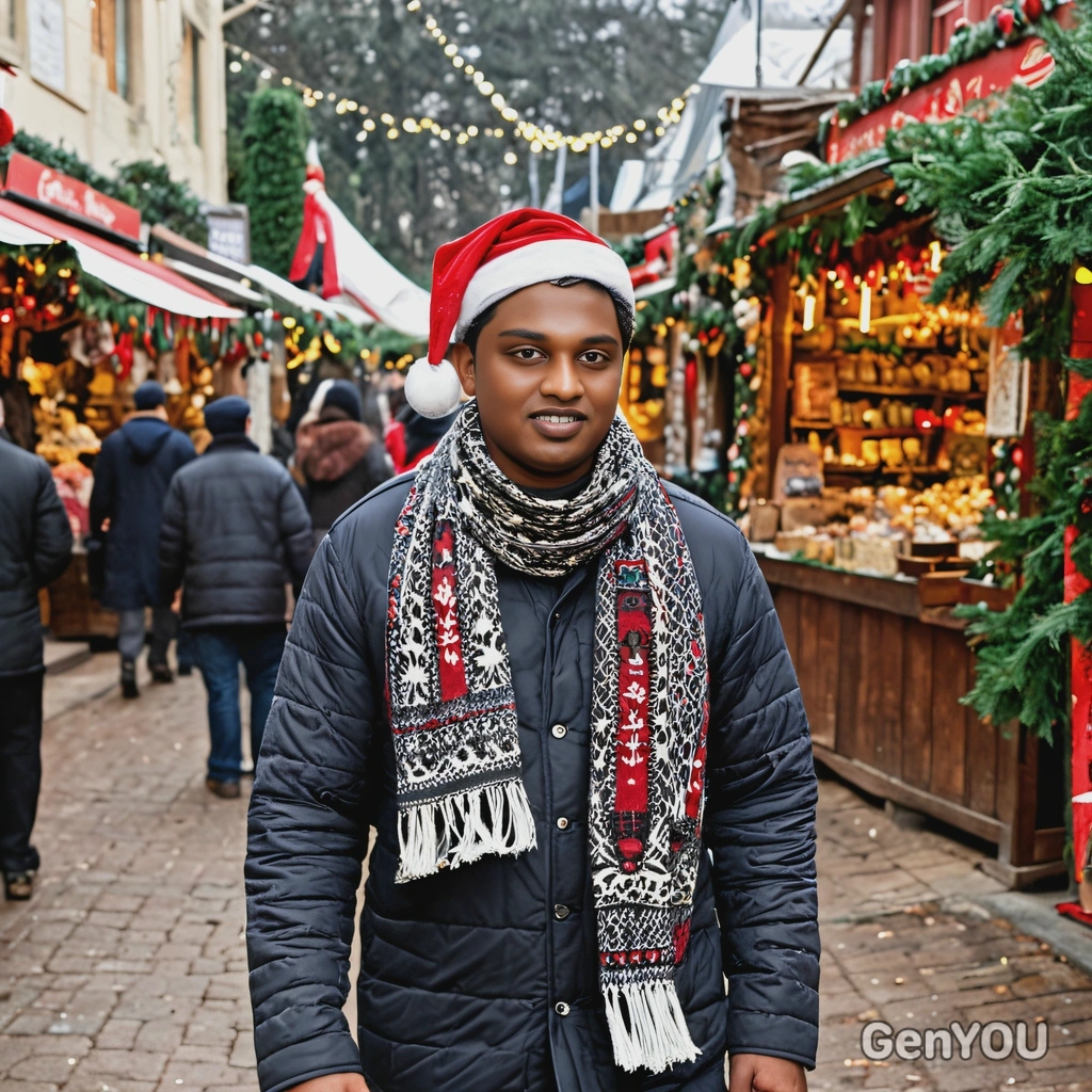 walking through a Christmas market