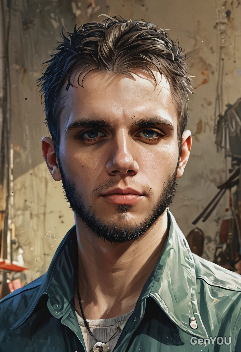 a portrait in the style of disco elysium