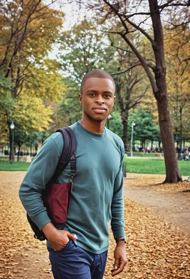 a passer by, blurred park photo, photo filter on
