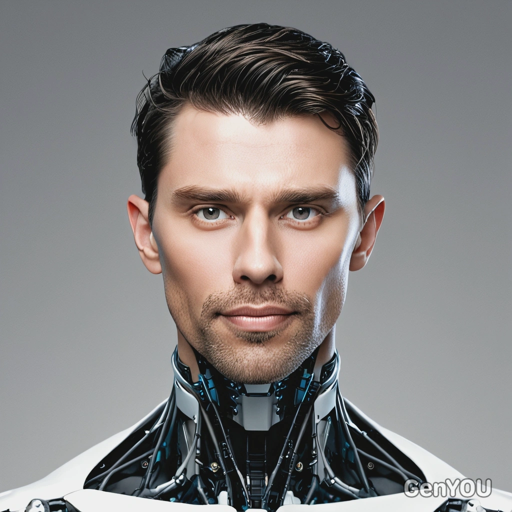 A corporate agent with sleek cybernetic implants