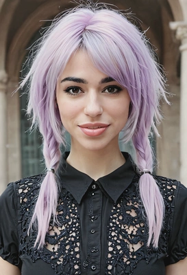 pastel goth, symmetrical details, blurred background