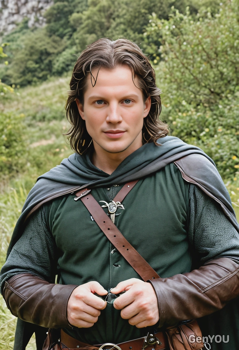 as Aragorn  from The Lord of the Rings, in the wilds of Middle Earth 