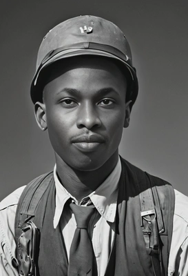 A 1940s war correspondent, black and white filter