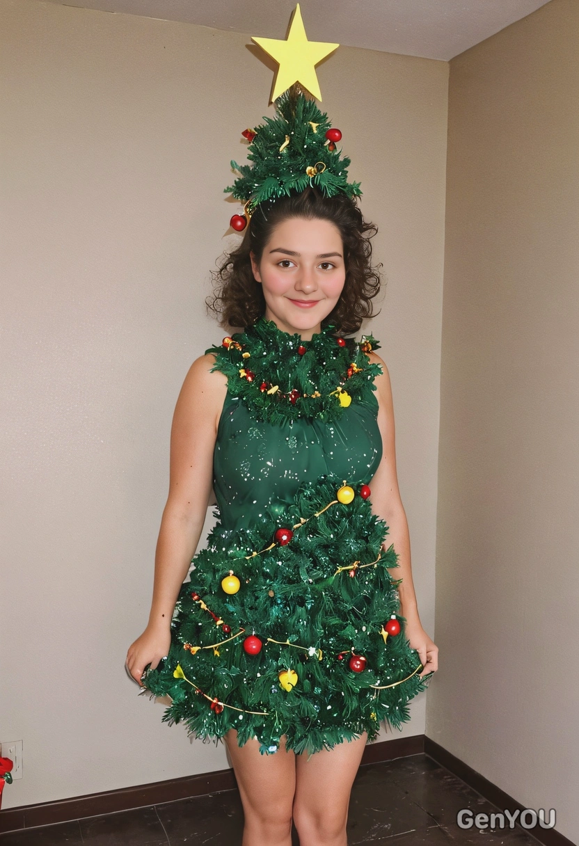 dressed as a christmas tree