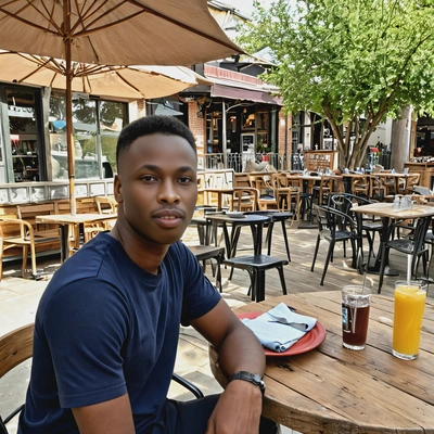 at a rustic outdoor café
