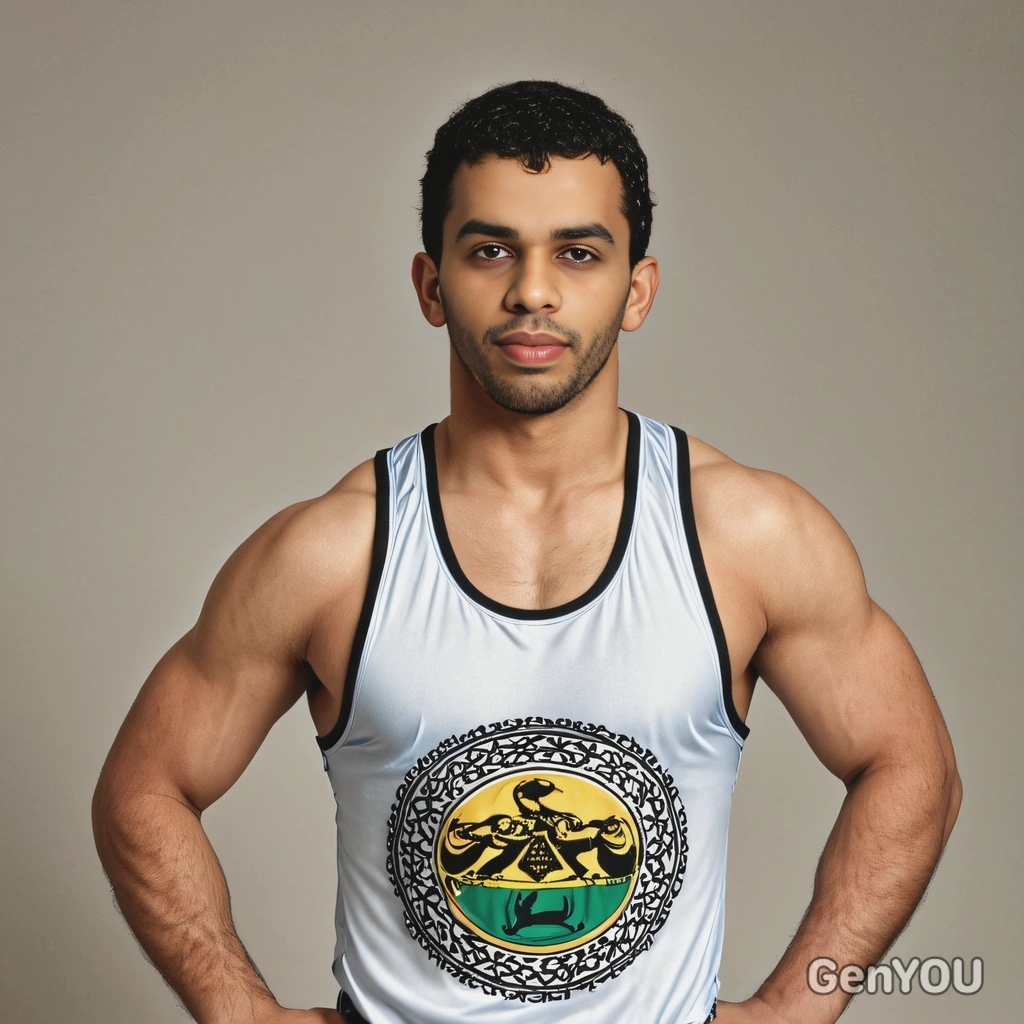 as a wrestler, dressed in a wrestling singlet