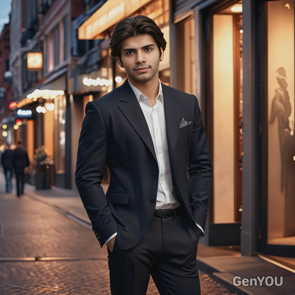 Full-body lifestyle portrait of me, Valentine’s date night vibe, standing casually in an elegant city setting, warm ambient lights, stylish outfit, relaxed confident posture, romantic cinematic mood, ultra-realistic