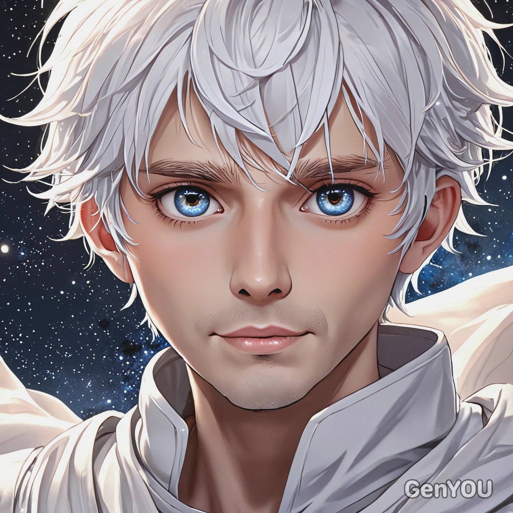 in a celestial arena, anime, big eyes, drawing