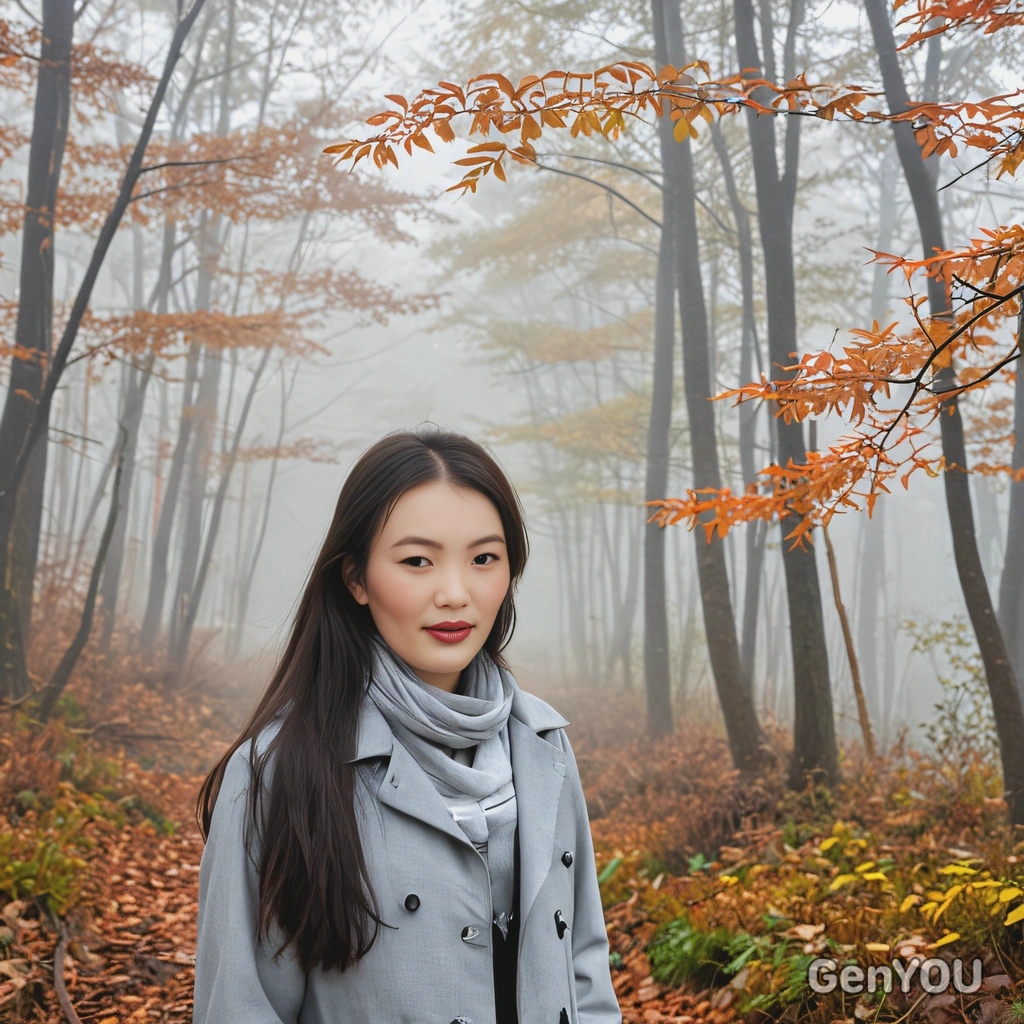  in an autumn foggy forest
