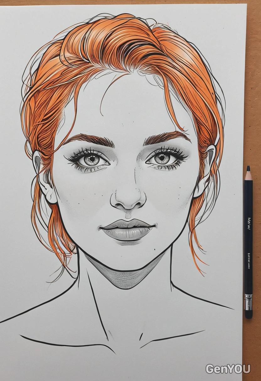 as hand drawn minimal-art avatar, rough drawed by colored liner