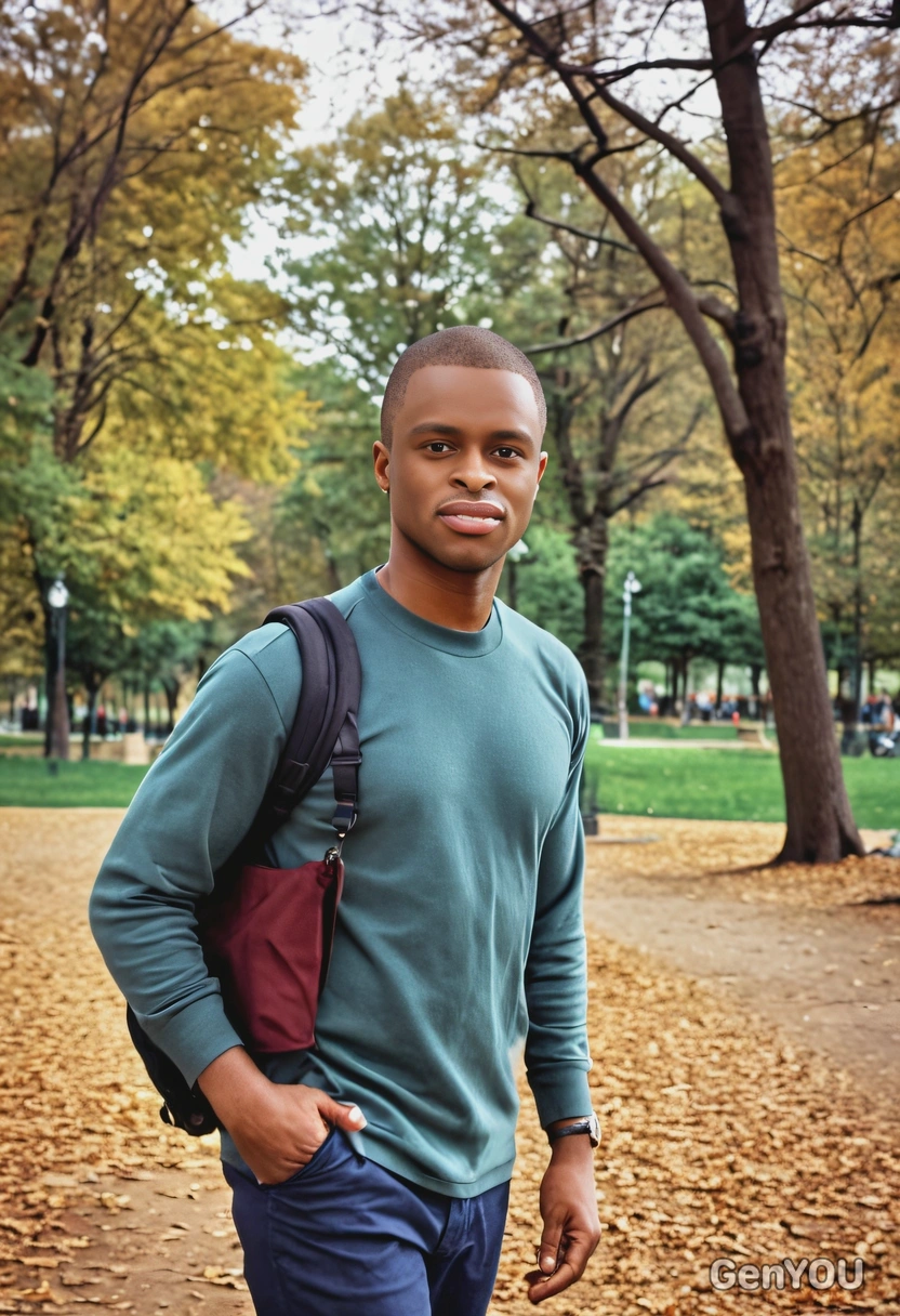a passer by, blurred park photo, photo filter on