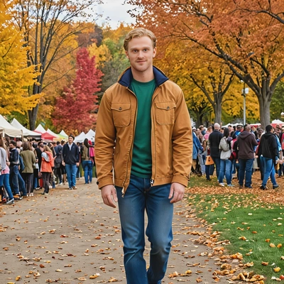 walking through an outdoor fall festival