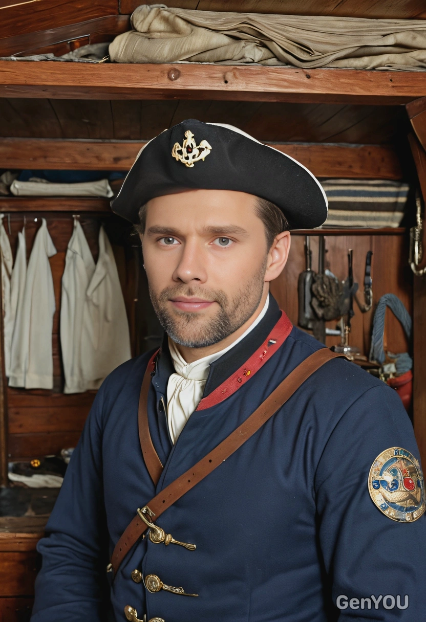 A 15th-century ship captain, in his cabin
