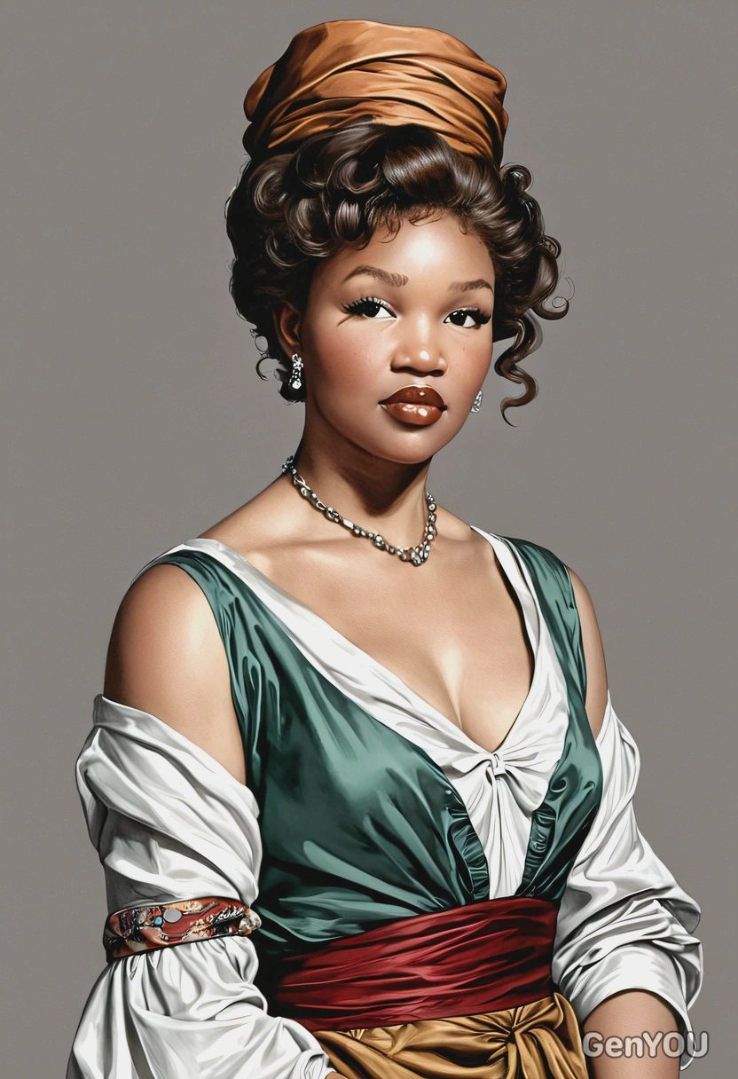 a drawing of a woman, in the style of reimagined fashion art, Caravaggesque