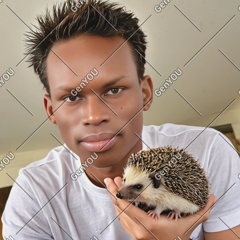 with a pet hedgehog  