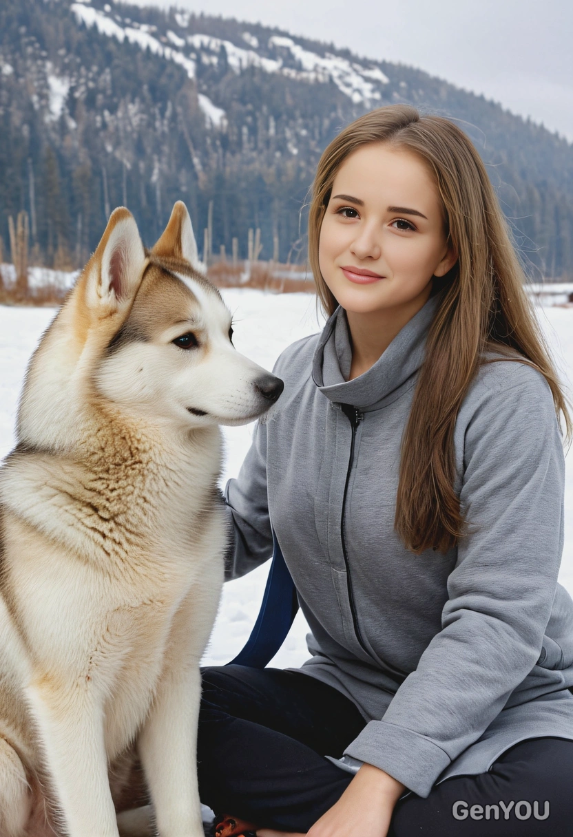 meditating with a Siberian Husky by side 