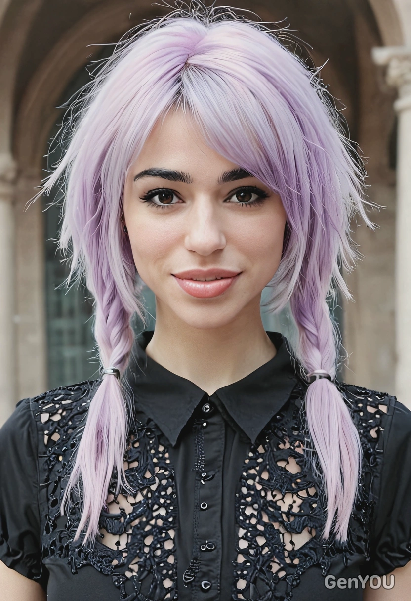 pastel goth, symmetrical details, blurred background