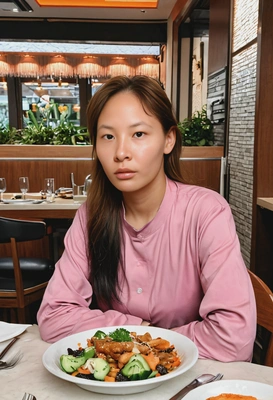 instagram girl, aesthetic meal, fancy restaurant