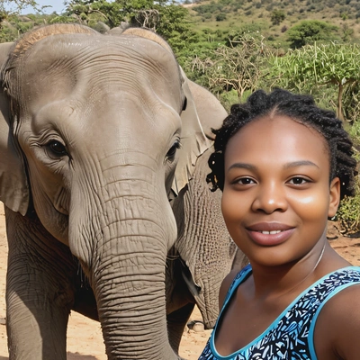 selfie with an elephant in Africa