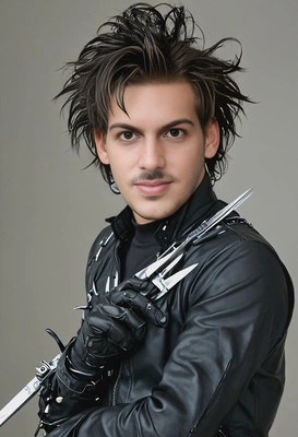 as Edward Scissorhands, mid-shot 